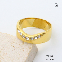 GER001451vhha-066  6-8#  18K PVD Czech Stones,Handmade Polished  Stainless Steel Ring  BC25060124R-2-WT  nostock