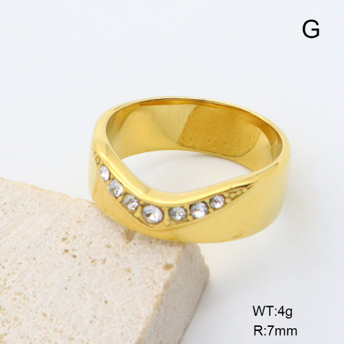 GER001451vhha-066  6-8#  18K PVD Czech Stones,Handmade Polished  Stainless Steel Ring  BC25060124R-2-WT  nostock
