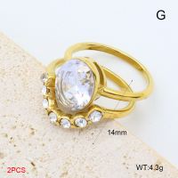GER001452aija-066  6-8#  18K PVD Czech Stones & Zircon,Handmade Polished  Stainless Steel Ring  BC25060125R-WT  nostock