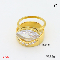GER001453bika-066  6-8#  18K PVD Czech Stones & Zircon,Handmade Polished  Stainless Steel Ring  BC25060124R-WT  nostock
