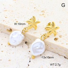 6E3002710abol-908  18K PVD 316 Pin Plastic Imitation Pearl  Stainless Steel Earrings
