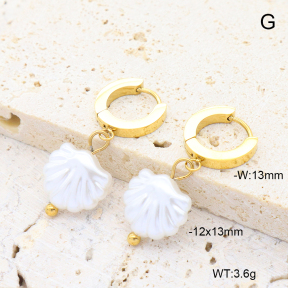 6E3002712abol-908  18K PVD 316 Pin Plastic Imitation Pearl  Stainless Steel Earrings