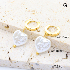 6E3002713abol-908  18K PVD 316 Pin Plastic Imitation Pearl  Stainless Steel Earrings
