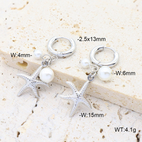 6E3002718vbpb-908  18K PVD 316 Pin Shell Pearl  Stainless Steel Earrings