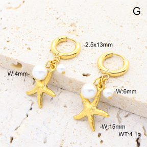 6E3002719bhva-908  18K PVD 316 Pin Shell Pearl  Stainless Steel Earrings