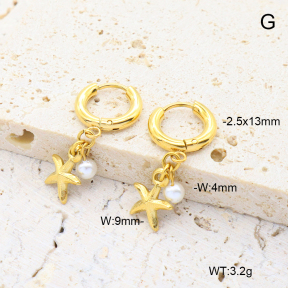 6E3002720vhha-908  18K PVD 316 Pin Shell Pearl  Stainless Steel Earrings