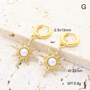 6E3002722vhmv-908  18K PVD 316 Pin Resin Imitation Pearls & Czech Stones,Handmade Polished  Stainless Steel Earrings