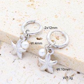 6E3002736bhva-908  18K PVD 316 Pin Shell Pearl  Stainless Steel Earrings