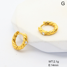 6E4004426bhbm-G034  316 SS PVD Czech Stones,Handmade Polished  Stainless Steel Earrings