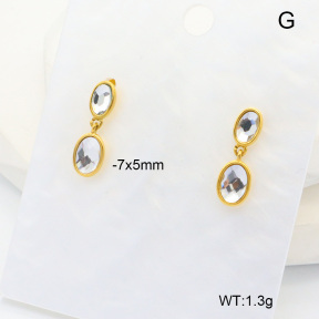 6E4004463bbok-G034  316 SS 18K PVD Glass,Handmade Polished  Stainless Steel Earrings
