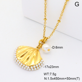 6N3001868bhva-908  Shell Pearl & Plastic Imitation Pearls  Stainless Steel Necklace