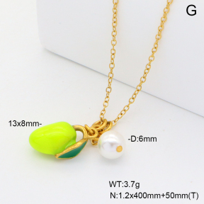 6N3001869vbnb-908  Shell Pearl & Enamel  Stainless Steel Necklace