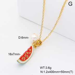 6N3001870vbnb-908  Shell Pearl & Enamel  Stainless Steel Necklace