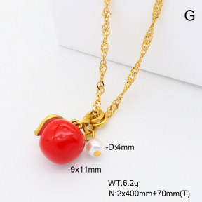 6N3001873vbpb-908  Shell Pearl & Enamel  Stainless Steel Necklace