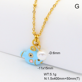 6N3001876abol-908  Shell Pearl & Enamel  Stainless Steel Necklace