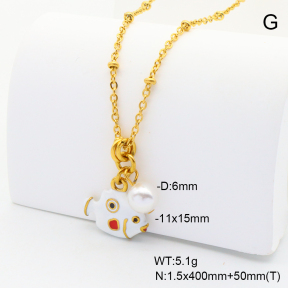 6N3001877abol-908  Shell Pearl & Enamel  Stainless Steel Necklace