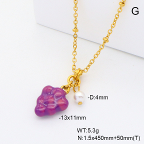6N3001881vbpb-908  Shell Pearl & Enamel  Stainless Steel Necklace
