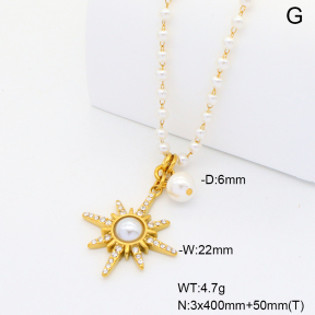 6N3001887bhia-908  Shell Pearl & Plastic Imitation Pearls  Stainless Steel Necklace
