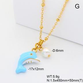6N3001891abol-908  Shell Pearl & Enamel  Stainless Steel Necklace