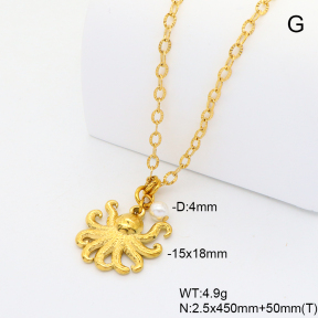 6N3001900bbov-908  Shell Pearl  Stainless Steel Necklace