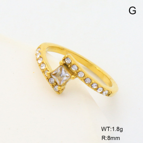 6R4002067bvpl-766  6-8#  18K PVD Czech Stones & Zircon,Handmade Polished  Stainless Steel Ring