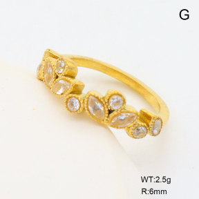6R4002070vbpb-766  6-8#  18K PVD Zircon,Handmade Polished  Stainless Steel Ring