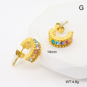 GEE002513bhva-066  Czech Stones,Handmade Polished  Stainless Steel Earrings