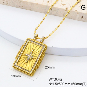 GEN002022bhia-066  Czech Stones,Handmade Polished  Stainless Steel Necklace  BC25030033N-1