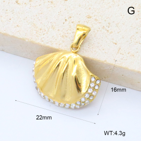 GEP000090baka-066  18K PVD Czech Stones,Handmade Polished  Stainless Steel Pendant