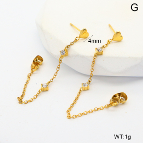 6E4004430bhho-G034  316 SS PVD Czech Stones,Handmade Polished  Stainless Steel Earrings
