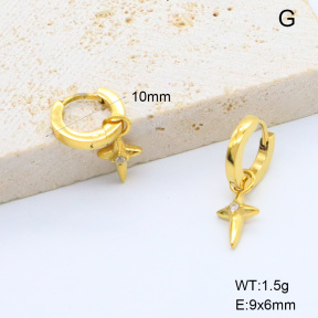 6E4004459bhjo-G034  316 SS 18K PVD Czech Stones,Handmade Polished  Stainless Steel Earrings