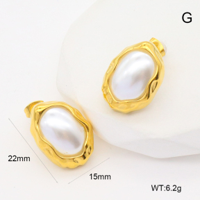 GEE002514bhva-066  Resin Imitation Pearls,Handmade Polished  Stainless Steel Earrings