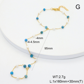 6B4003146bhva-908  Apatite & Plastic Imitation Pearls  Stainless Steel Bracelet