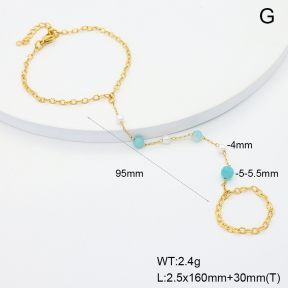 6B4003150vbnl-908  Amazonite & Plastic Imitation Pearls  Stainless Steel Bracelet