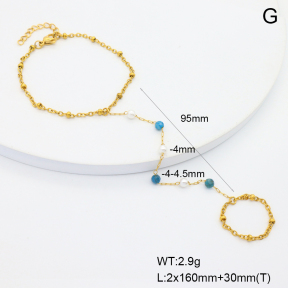 6B4003160vbnl-908  Apatite & Plastic Imitation Pearls  Stainless Steel Bracelet