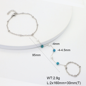 6B4003161bbml-908  Apatite & Plastic Imitation Pearls  Stainless Steel Bracelet