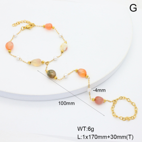 6B4003162vhha-908  Red Agate & Plastic Imitation Pearls  Stainless Steel Bracelet