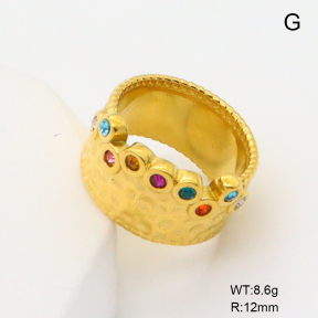 GER001347bhia-066  6-8#  Czech Stones,Handmade Polished  Stainless Steel Ring