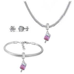 6S0017541aivb-691  Necklace Length 45+4cm Bracelet Length 17+4cm  Stainless Steel Set  PDS657