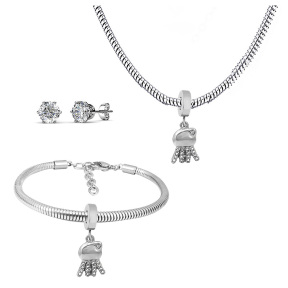 6S0017543vhnv-691  Necklace Length 45+4cm Bracelet Length 17+4cm  Stainless Steel Set  PDS659
