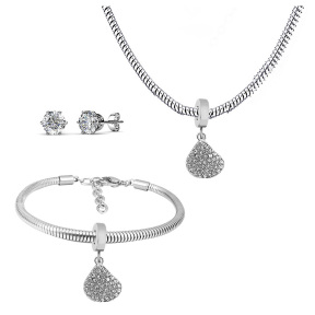6S0017545vhov-691  Necklace Length 45+4cm Bracelet Length 17+4cm  Stainless Steel Set  PDS661