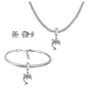 6S0017546vhnv-691  Necklace Length 45+4cm Bracelet Length 17+4cm  Stainless Steel Set  PDS662