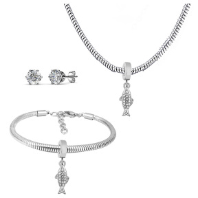 6S0017548vhnv-691  Necklace Length 45+4cm Bracelet Length 17+4cm  Stainless Steel Set  PDS664