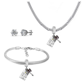 6S0017549biib-691  Necklace Length 45+4cm Bracelet Length 17+4cm  Stainless Steel Set  PDS665
