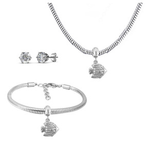 6S0017551ahlv-691  Necklace Length 45+4cm Bracelet Length 17+4cm  Stainless Steel Set  PDS667