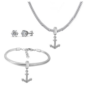 6S0017561vhnv-691  Necklace Length 45+4cm Bracelet Length 17+4cm  Stainless Steel Set  PDS677
