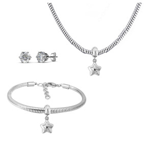 6S0017575ahlv-691  Necklace Length 45+4cm Bracelet Length 17+4cm  Stainless Steel Set  PDS691
