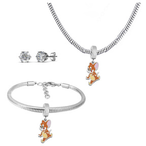 6S0017586ahlv-691  Necklace Length 45+4cm Bracelet Length 17+4cm  Stainless Steel Set  PDS702