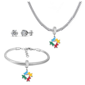 6S0017588ahlv-691  Necklace Length 45+4cm Bracelet Length 17+4cm  Stainless Steel Set  PDS704