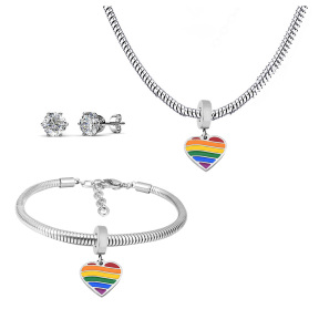 6S0017593ahlv-691  Necklace Length 45+4cm Bracelet Length 17+4cm  Stainless Steel Set  PDS709